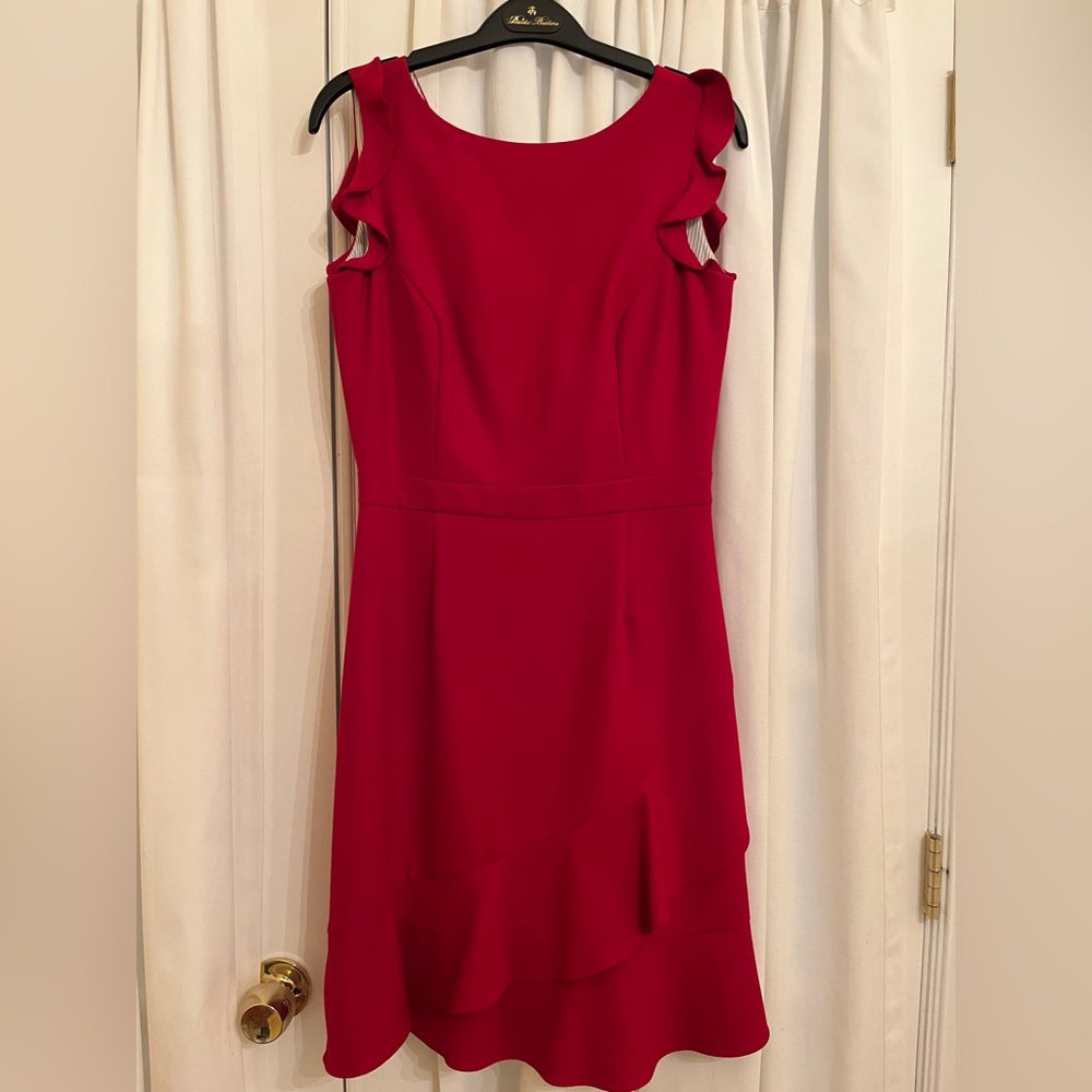 brooks brothers red fleece sleeveless midi dress with ruffles